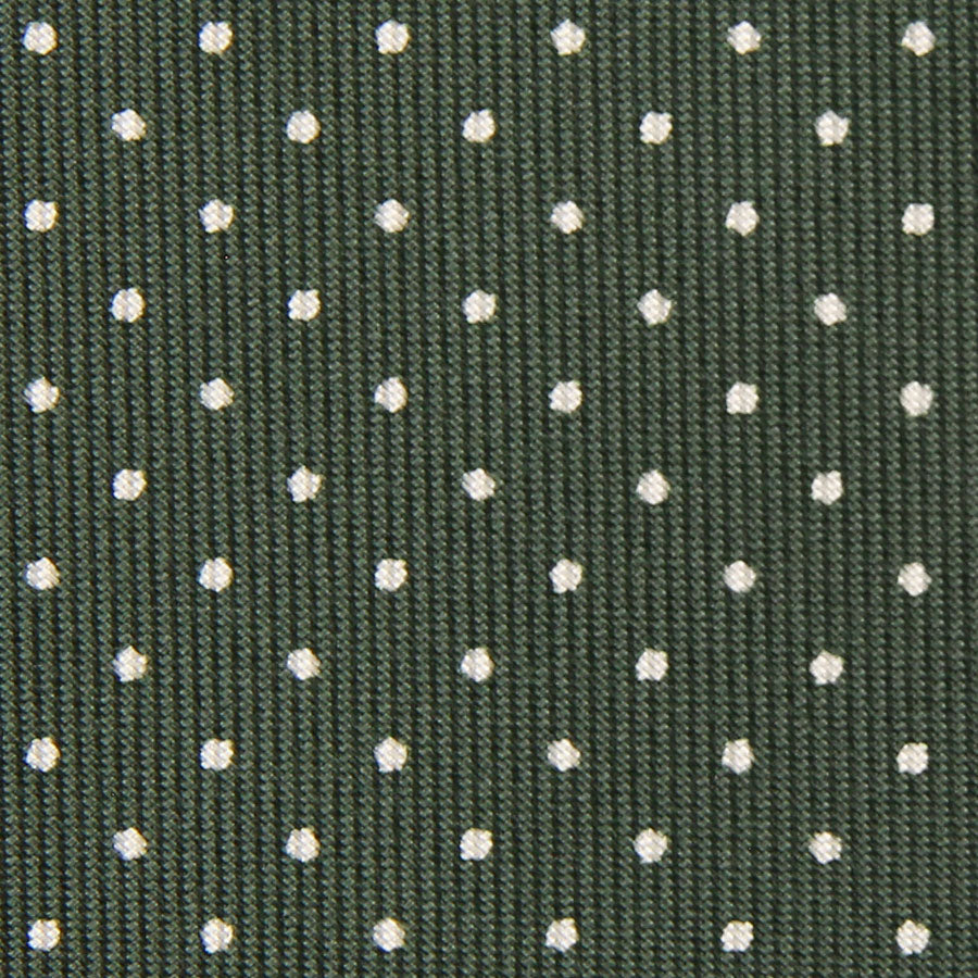 Dotted Printed Silk Bespoke Tie - Olive