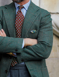 Floral Printed Silk Tie - Burgundy - Hand-Rolled