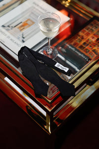 Diamond-Point Barathea Bow Tie - Black - Silk