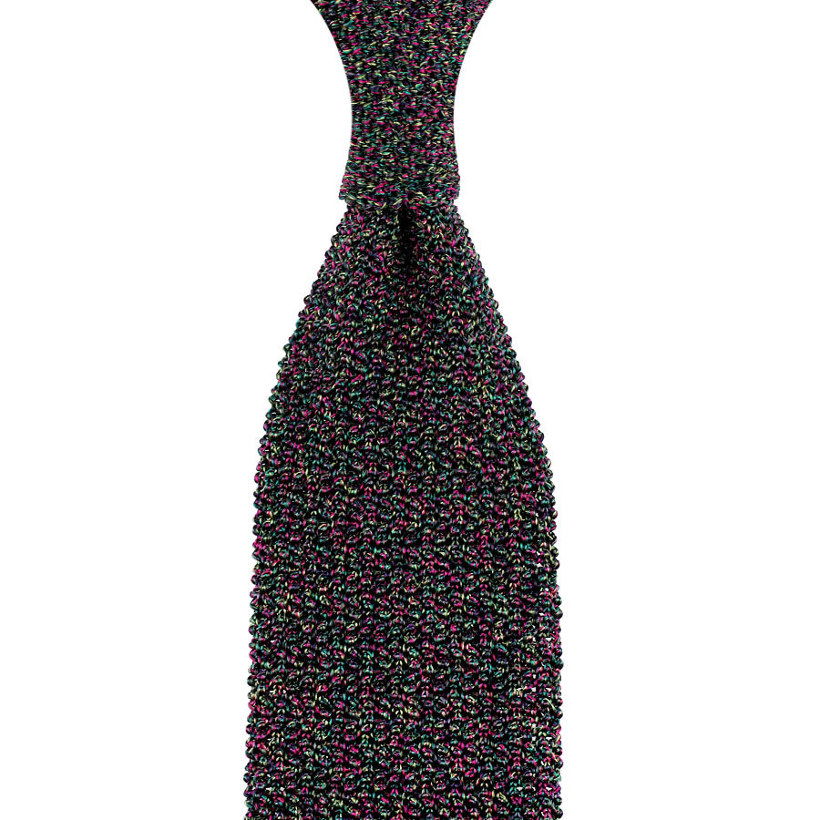 Crunchy Silk Knit Tie - Green / Pink Mottled