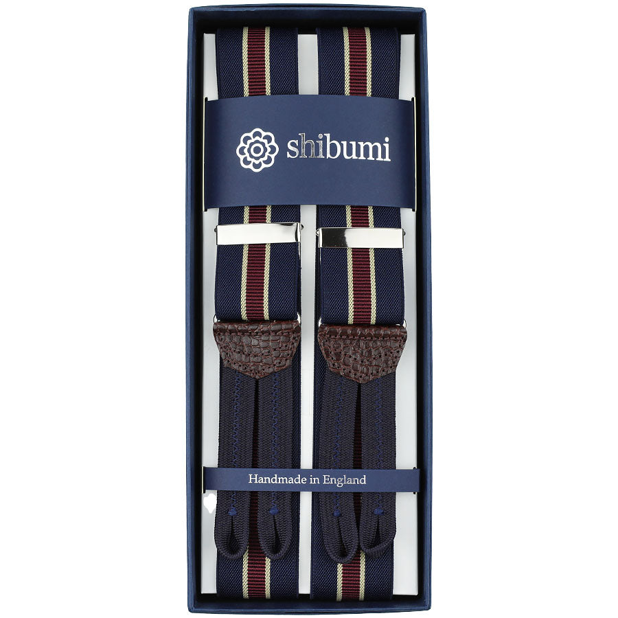 Elastic Barathea Braces - Navy / Cream / Burgundy