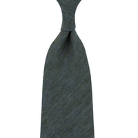 Vintage Italian Linen Tie - Blue/Brown - Hand-Rolled