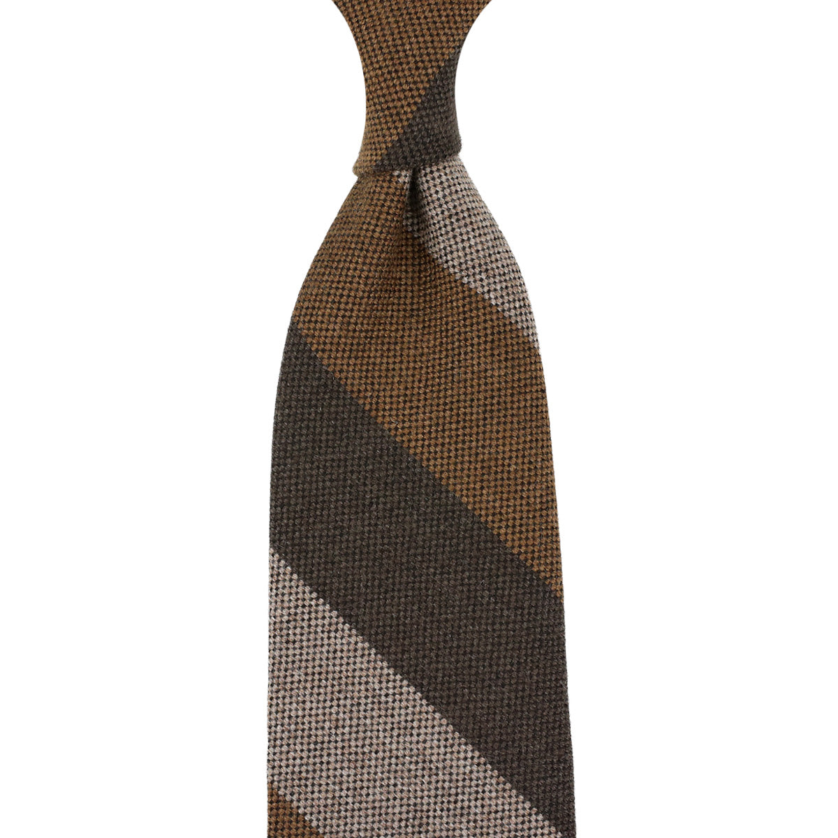 Striped Cashmere Tie - Brown / Copper / Beige