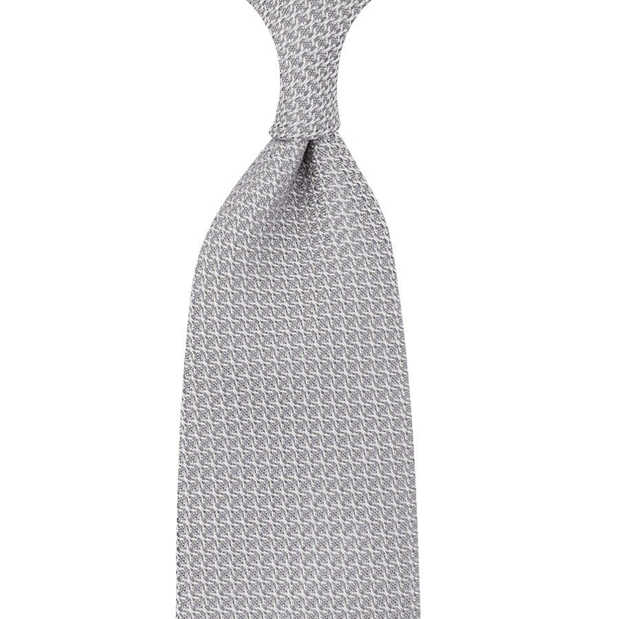 Grenadine / Garza Grossa Silk Tie - Silver - Hand-Rolled