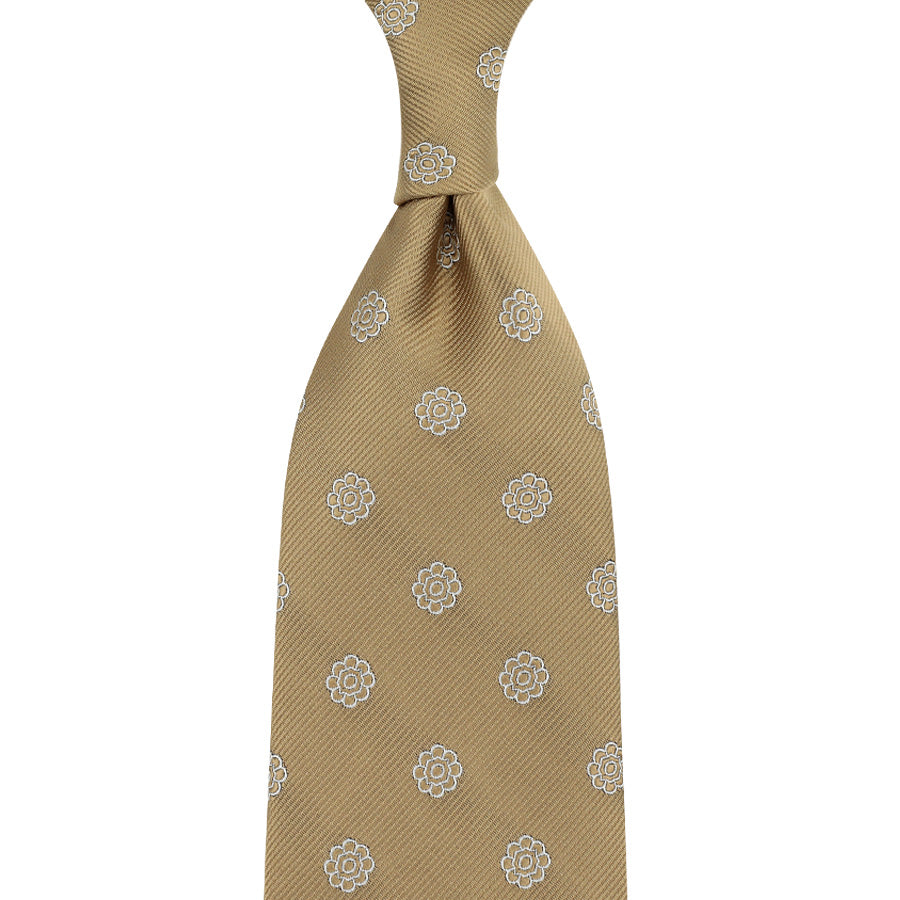 Shibumi-Flower Japanese Jacquard Silk Tie - Beige