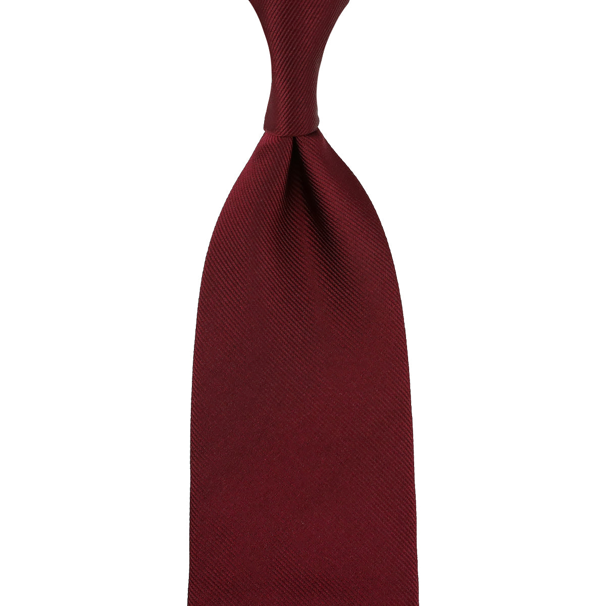 Plain Japanese Jacquard Silk Tie - Burgundy - Hand-Rolled