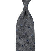 Floral Fina Grenadine Silk Tie - Grey - Hand-Rolled