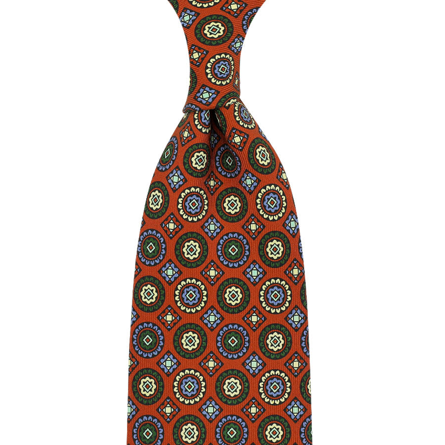 Anniversary Collection - Floral Printed Silk Tie - Rust