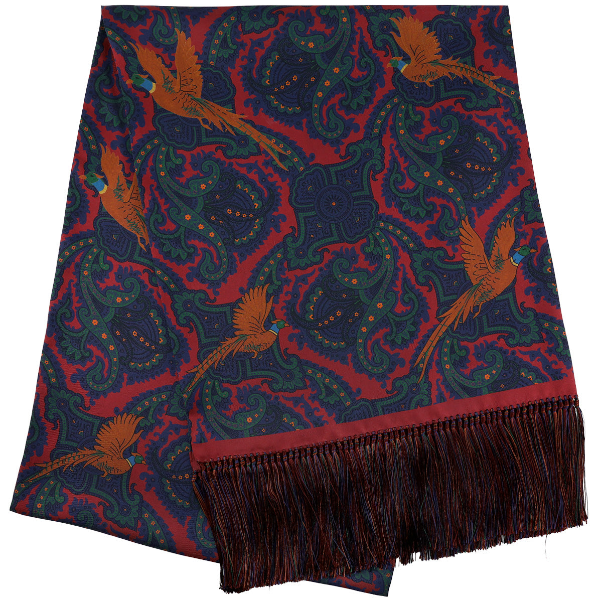 Double-Sided Ancient Madder Silk Scarf - Cherry - 180cm x 35cm