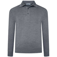 Merino Wool Knitted Polo - Mid Grey