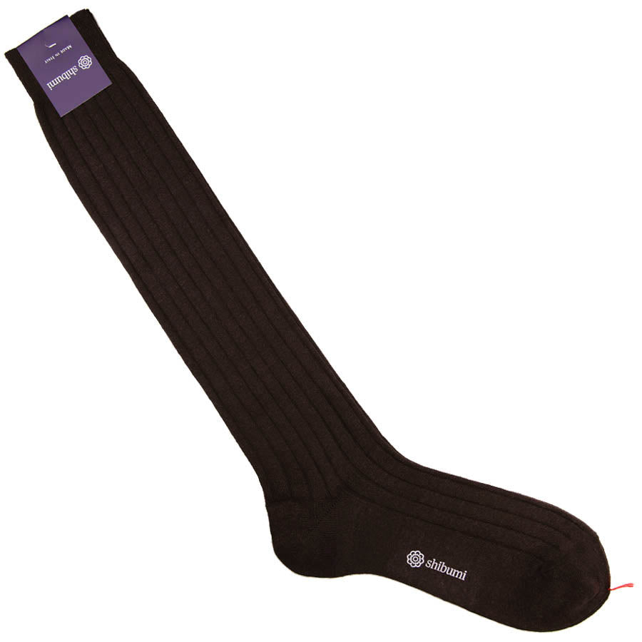 Knee Socks - Ribbed - Espresso - Pure Linen