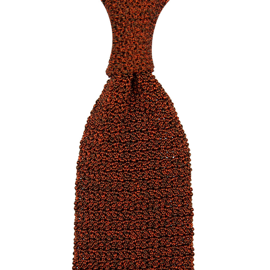Crunchy Silk Knit Tie - Rust Mottled
