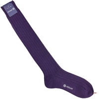 Knee Socks - Ribbed - Purple - Thick Wool