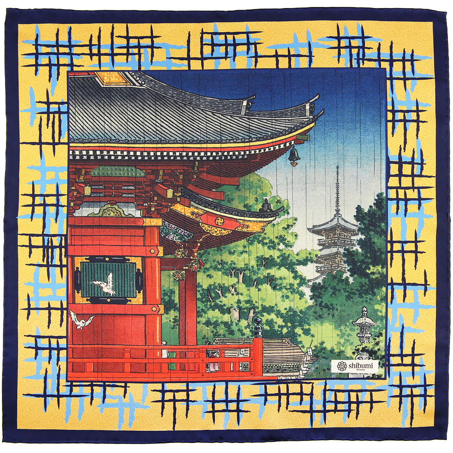 Ukiyo-e Silk Pocket Square - Senso-ji - 40x40cm