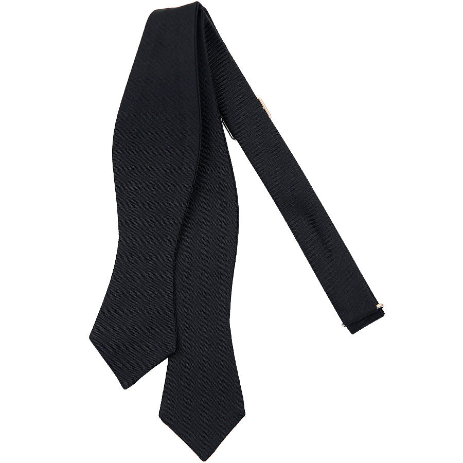 Diamond-Point Barathea Bow Tie - Black - Silk