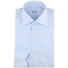 Poplin Semi Spread Shirt - White / Light Blue - Hairline Stripe