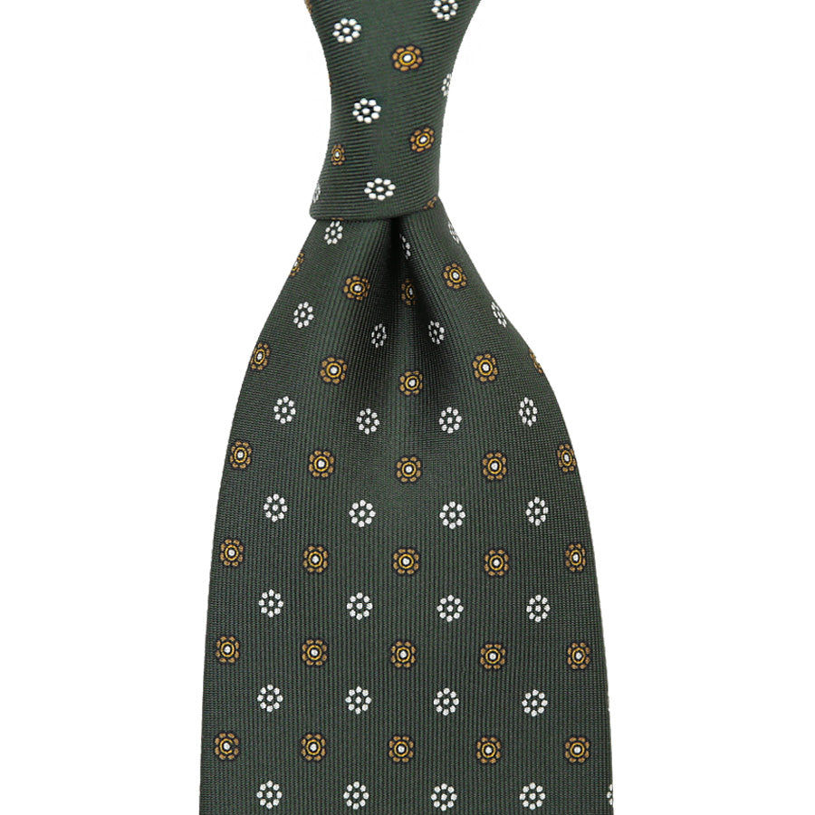 Anniversary Collection - Floral Printed Silk Tie - Olive