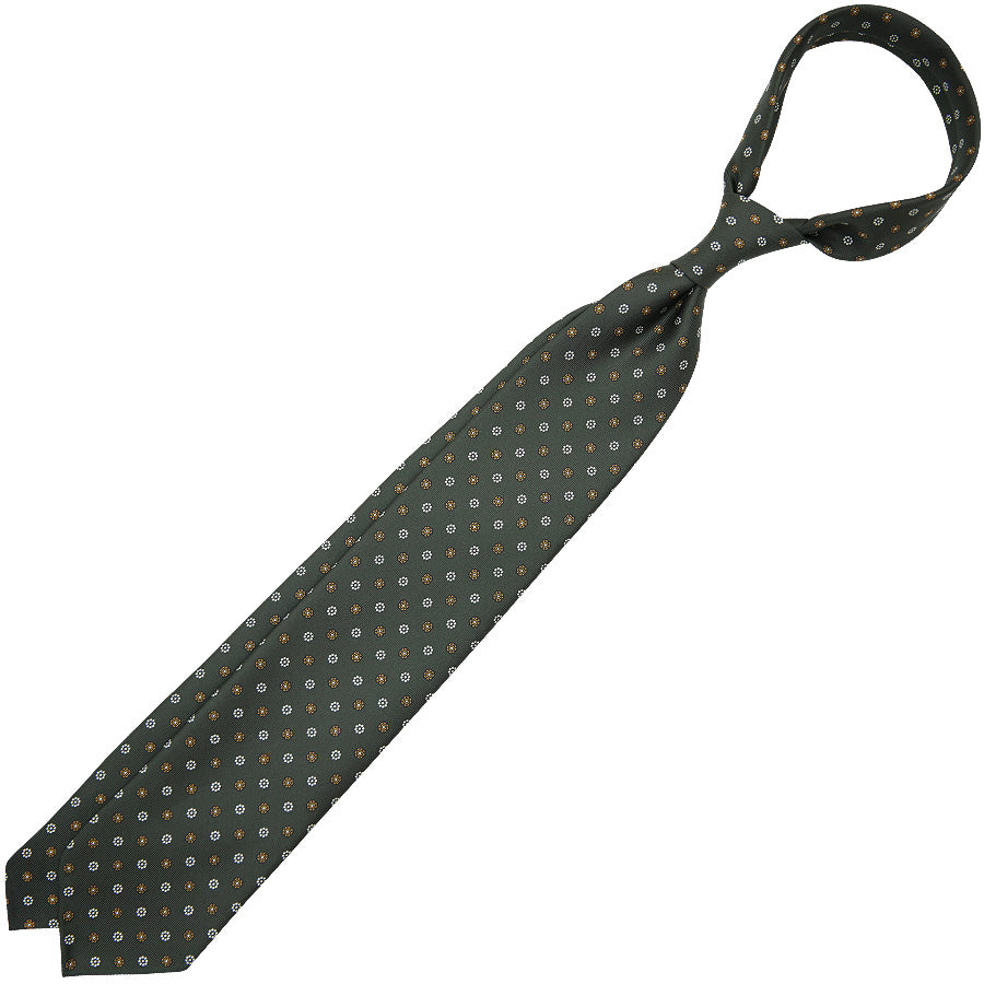 Anniversary Collection - Floral Printed Silk Tie - Olive