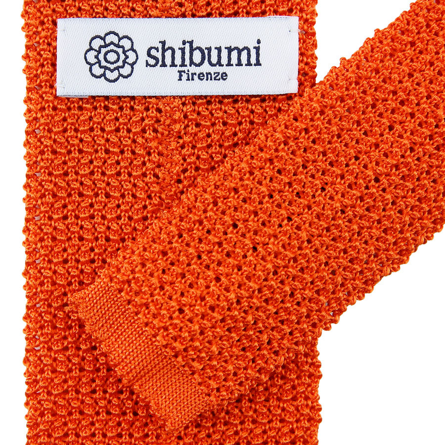 Crunchy Silk Knit Tie - Orange