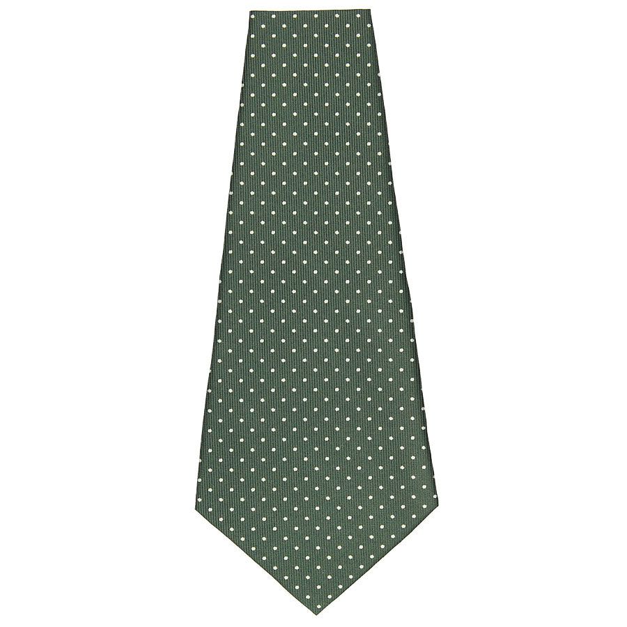 Dotted Printed Silk Bespoke Tie - Olive
