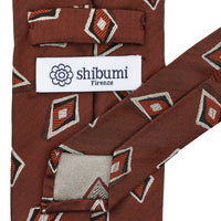 Geometrical Jacquard Silk Tie - Rust - Hand-Rolled