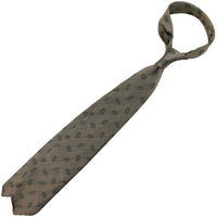 Geometrical Jacquard Silk Tie - Army  - Hand-Rolled