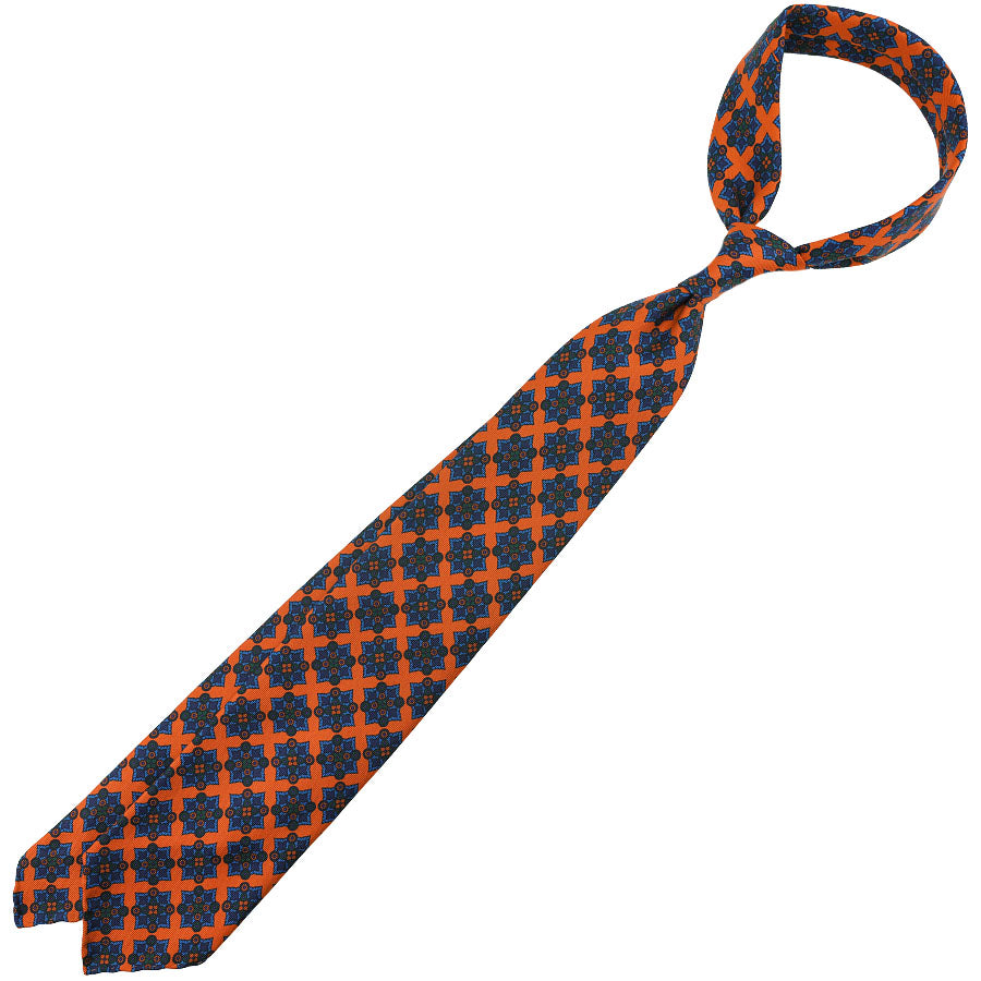 Ancient Madder Silk Tie - Orange - Hand-Rolled