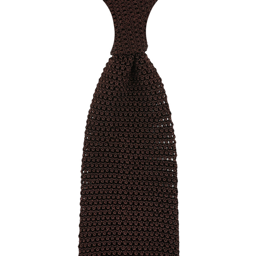 V-Point Knit Tie - Chocolate - Silk