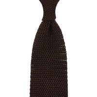 V-Point Knit Tie - Chocolate - Silk