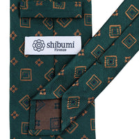 Geometrical Jacquard Silk Tie - Forest - Hand-Rolled