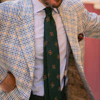 Floral Shantung Silk Tie - Forest - Hand-Rolled