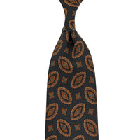 Copper Madder Silk Tie - Black - Hand-Rolled