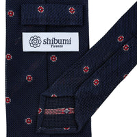 Floral Fina Grenadine Silk Tie - Navy - Hand-Rolled