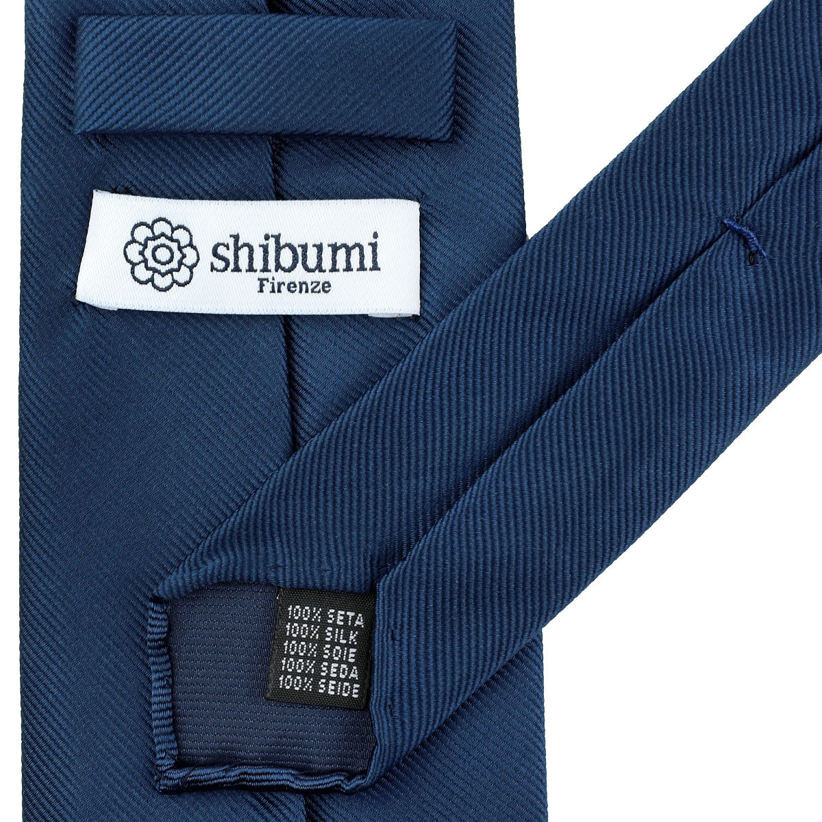 Plain Japanese Jacquard Silk Tie - Navy - Hand-Rolled