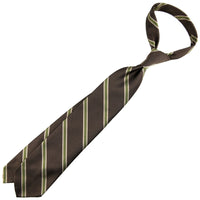 Repp Stripe Silk Tie - Chocolate - Hand-Rolled