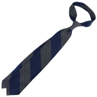 Japanese Striped Wool Tie - Navy / Grey