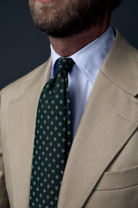 Anniversary Collection - Floral Printed Silk Tie - Madder Green