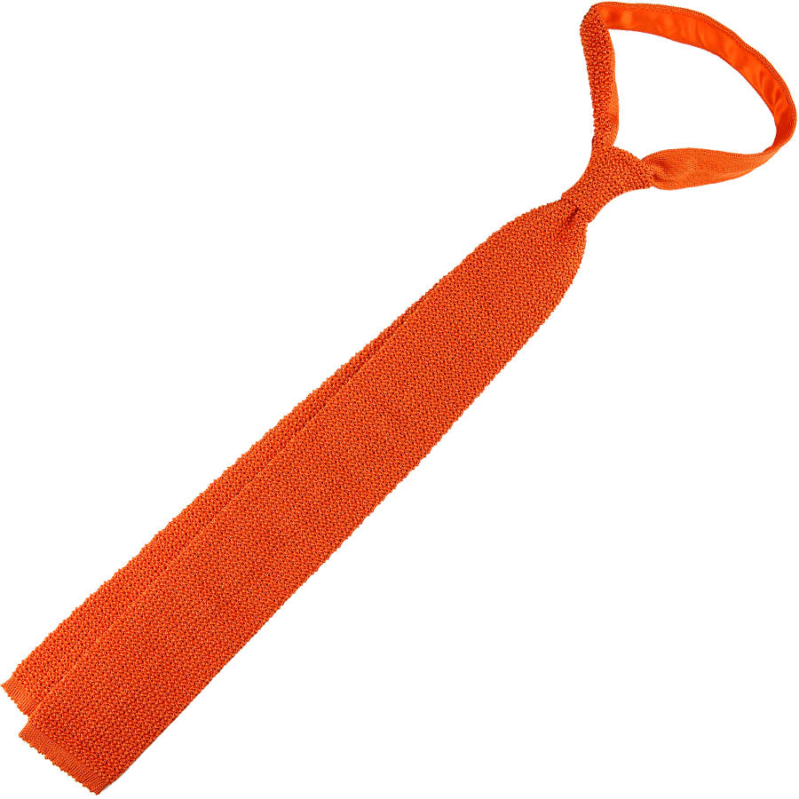 Crunchy Silk Knit Tie - Orange