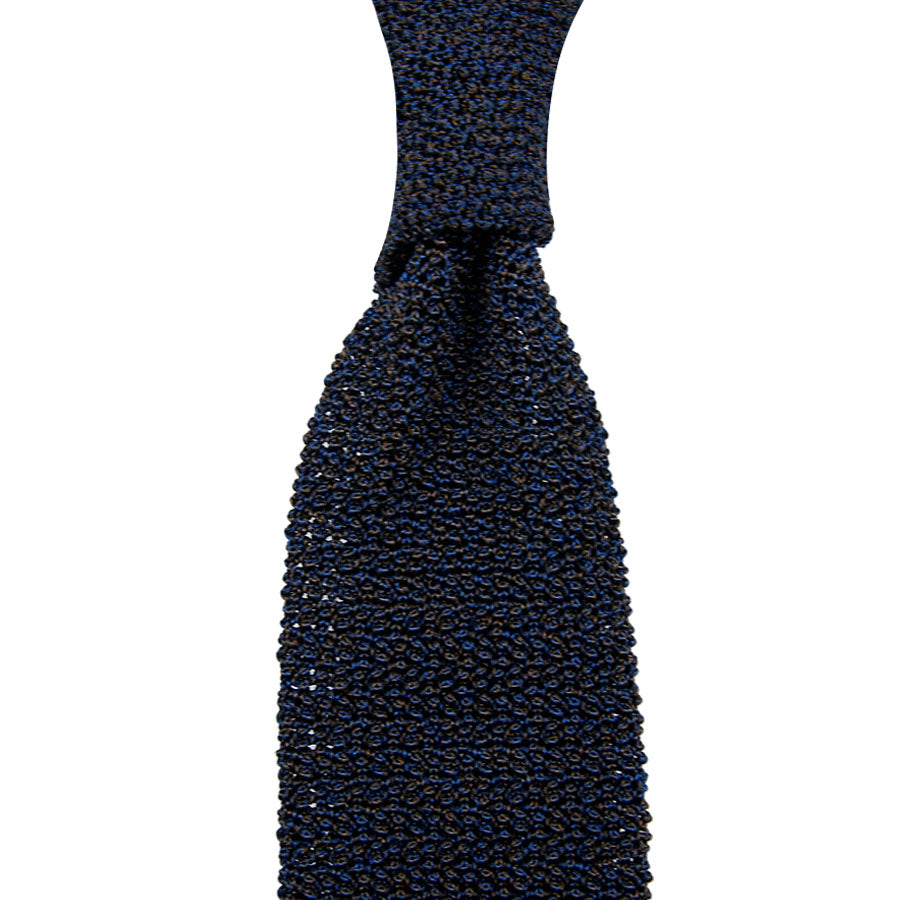 Crunchy Silk Knit Tie - Navy Mottled