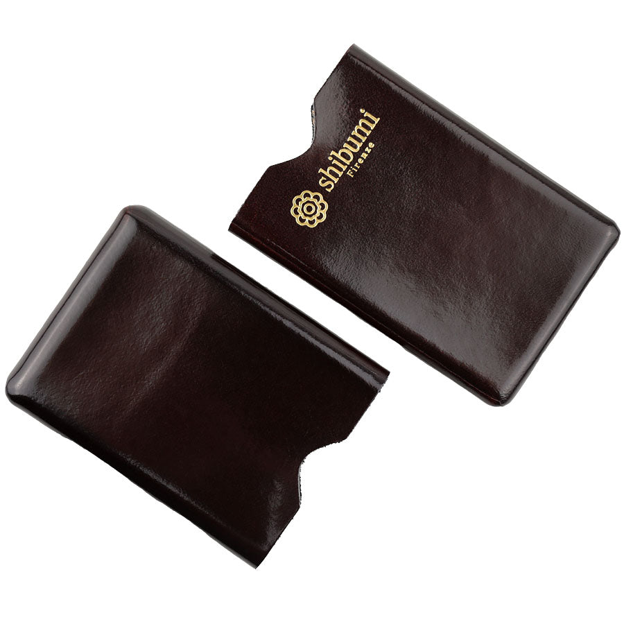 Calfskin Leather Card Case - Dark Brown