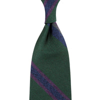 Striped Mottled Repp Silk Tie - Forest - Hand-Rolled