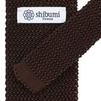 V-Point Knit Tie - Chocolate - Silk