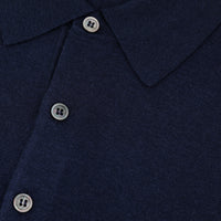 Pure Silk Short Sleeve Polo Shirt - Navy
