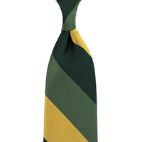 Japanese Repp Stripe Silk Tie - Forest / Green / Yellow