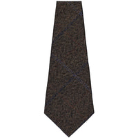 Checked Bespoke Wool Tie - Dark Brown