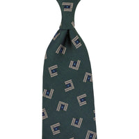 Geometrical Jacquard Silk Tie - Forest - Hand-Rolled