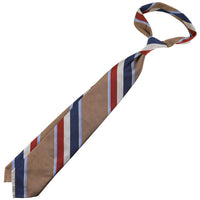 Repp Stripe Silk Tie - Beige / Navy / Rust / Sky Blue