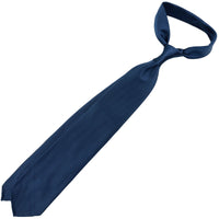 Plain Japanese Jacquard Silk Tie - Navy - Hand-Rolled