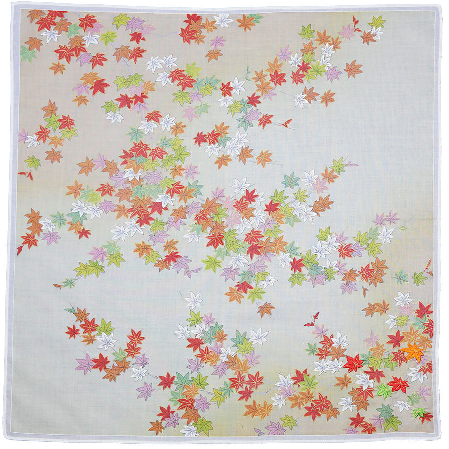 Floral Motif Cotton Handkerchief - Cream