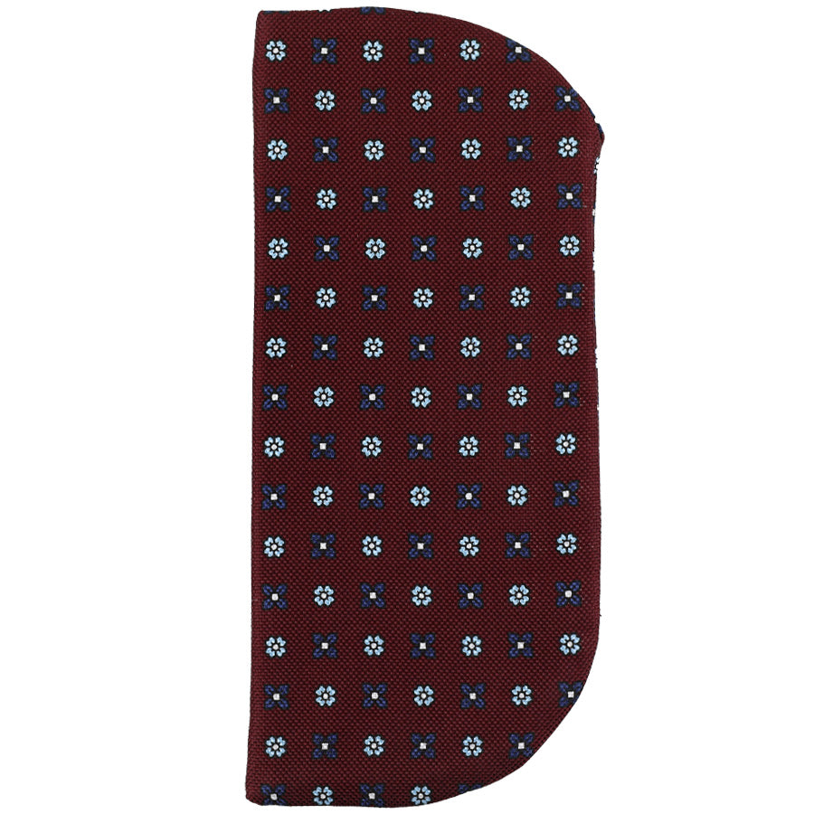 Floral Printed Panama Silk Glasses Case - Burgundy